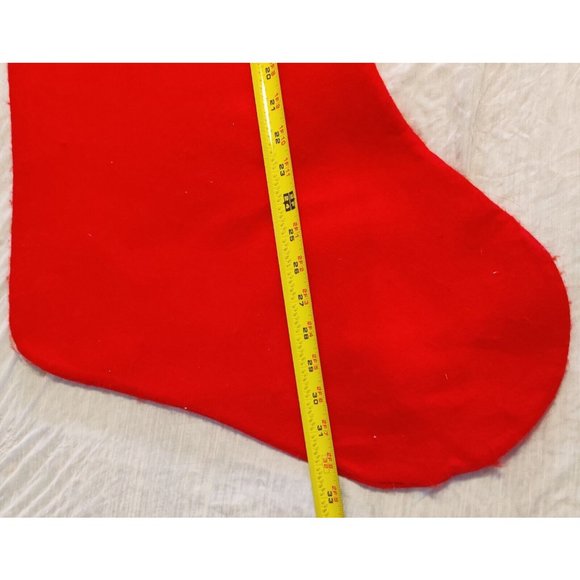 Large Size Vtg Decor Plush Red & Green Trim Felt Christmas Stocking 12x18" - Picture 5 of 6
